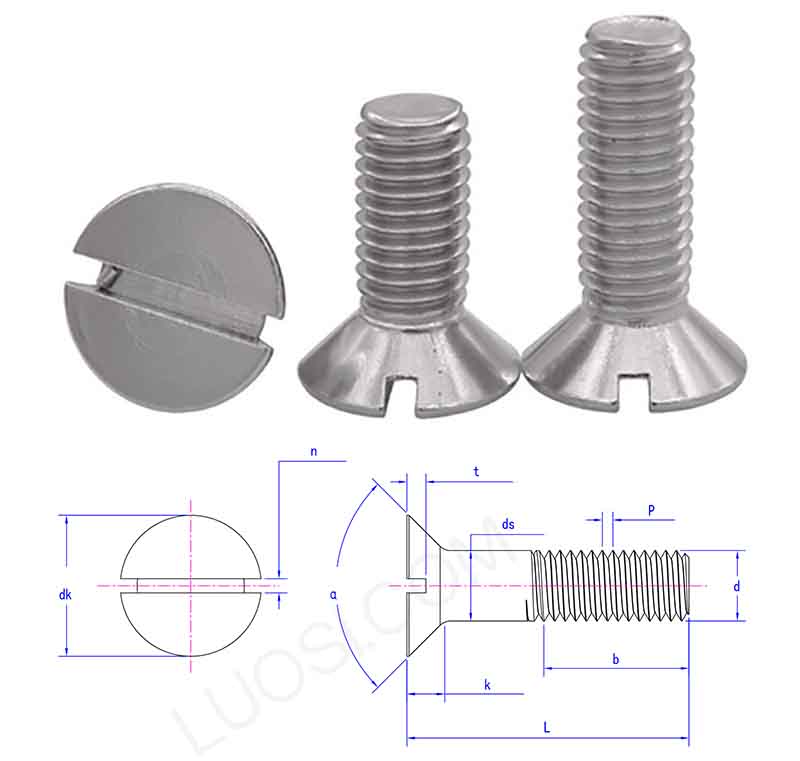 finished slotted flat head bolt