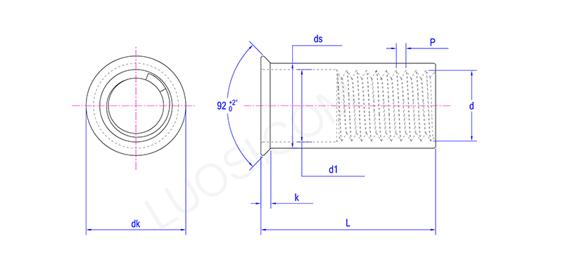 Smooth Surface Countersunk Head Riveted Nuts