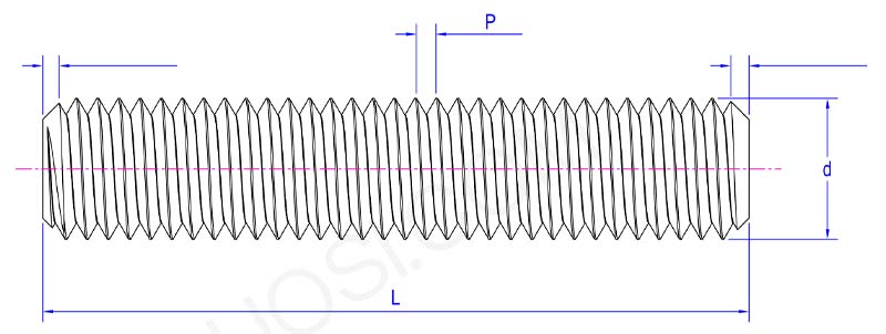 Metric continuous threaded studs parameter