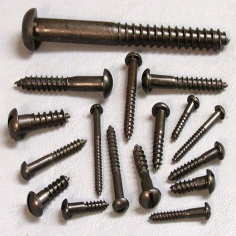 Slotted বৃত্তাকার মাথা ইস্পাত কাঠের স্ক্রু